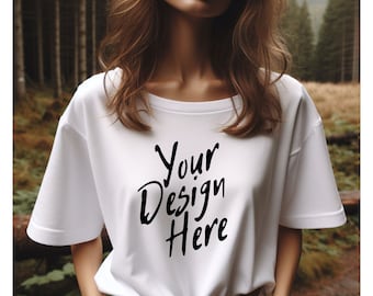 White Bella Canvas 3001,Female Tshirt Mockup,Styled Shirt Mockup,Fall Mockup, Womens Tee Mock, White T-Shirt Mockup, White Tshirt mockup