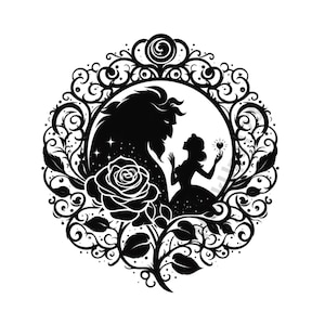 Beauty and The Beast Png, Enchanted Rose Png, Mandala Svg, Silhouette Cut Files, T-shirt Svg, Png, Printable, Clipart, Sublimasyon Design