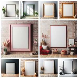 70 Verticle Frame Mockup Bundle, Neutral Simple Mock Up Photograph Styled Stock Photo Template Frame Art print Mockup JPG Digital Download