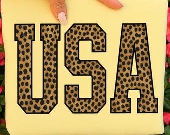 USA Leopard PNG: Patriotic Fourth of July Sublimation Design, America Memorial Day USA Digital Download