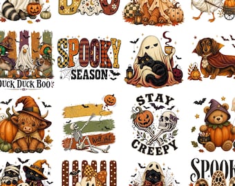 23 Halloween Png Bundle, Retro Spooky Designs, Halloween Tshirt designs, POD digital designs for Halloween