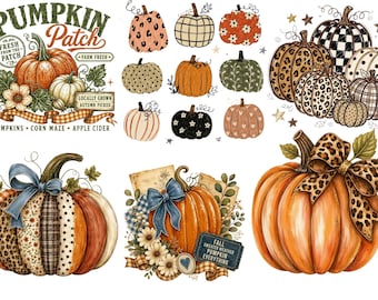 6 Fall Pumpkin Png Bundle, Autumn Sublimation Designs, Coquette Bow Leopard Plaid Pumpkin Shirt, Thanksgiving Png, Pumpkin Spice Png