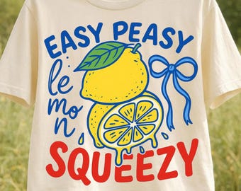 Easy Peasy Lemon Squeezy Png, Retro Striped Summer Fruit Shirt Design, Funny Summer Sublimation, Sweet Summer Time Digital Download