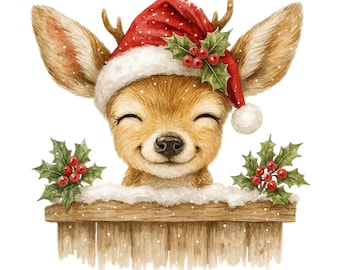 9 Christmas Animal Clipart Png, Christmas Png, Watercolor clipart, High Quality PNG,Digital download, Png designs for crafts Journals