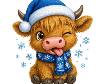 14 Christmas Highland Cow Clipart Png, Christmas Png, Watercolor clipart, High Quality PNG,Digital download, Png designs for crafts Journals