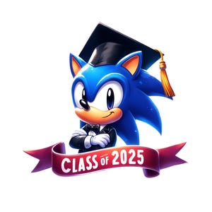 Leuke Sonic afstuderen PNG, 2025 Grad clipart, Sonic sublimatie ontwerp, digitale download, gamer afstuderen PNG, afdrukbaar kunstbestand