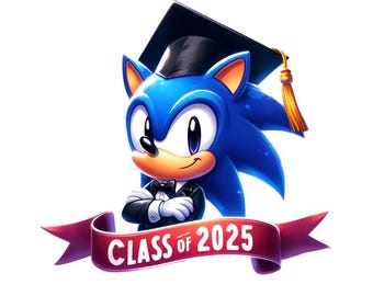 Cute Sonic Graduation PNG, 2025 Grad Clipart, Sonic Sublimation Design, Digital Download, Gamer Graduation PNG, Printable Art File