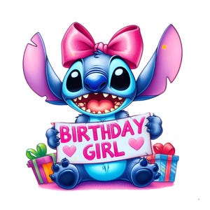 Stitch Birthday Girl Png,Set of high quality images ready to print,Instant download,Png format, Birthday Png,png Bundle, Trending Png