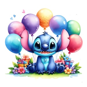 Stitch Birthday Png,Set of high quality images ready to print,Instant download,Png format, Birthday Png,png Bundle, Trending Png