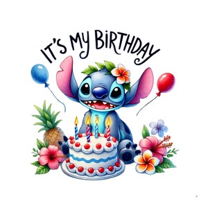 Stitch My Birthday Png,Set of high quality images ready to print,Instant download,Png format, Birthday Png,png Bundle, Trending Png,