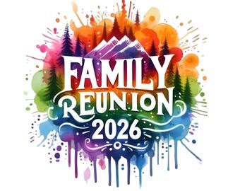 Familientreffen 2026 Png, Sublimationsdesign, buntes Neon Png, Erinnerungen zusammen machen Png, T-Shirt-Design, digitaler Download Png, DTF