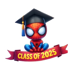 Spiderman Graduation PNG Image, Clipart Images, Graduation Cartoon Artwork,PNG Cute Images,Class of 2025, Graduation 2025 Character Png