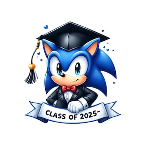 Immagine PNG di Sonic Graduation, Immagini Clipart, Illustrazione di cartone animato di laurea, Immagini PNG di un simpatico riccio, Classe del 2025, Personaggio di laurea 2025 in formato PNG
