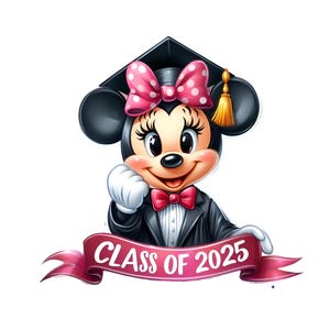 Minnie Mouse 2025 Graduation PNG, Graduation Clipart images, Class of 2025, Character cartoon graduation png digital download Clipart Images