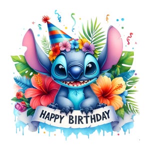 Stitch Birthday Png,Set of high quality images ready to print,Instant download,Png format, Birthday Png,png Bundle, Trending Digital Png