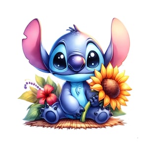 Stitch Splash en aquarel digitaal ontwerp png-bestand voor sublimatie - hoge resolutie - onmiddellijke digitale png-download, T-shirtontwerpen, steken