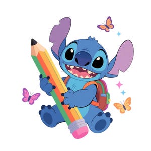 Stitch back to school PNG, clipart Stitch PNG, Stitch PNG transparent, Cute Stitch back to school Clipart Good quality, instant download