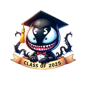 Venom Spiderman Graduation PNG Image, Clipart Images, Graduation Cartoon Artwork,PNG Cute Images,Class of 2025,Graduation 2025 Character Png