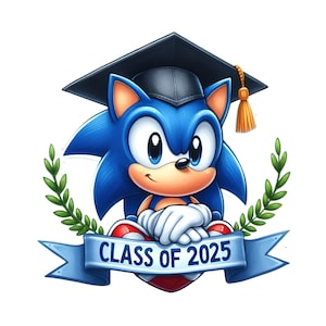 Sonic Graduation PNG Image, Clipart Images, Graduation Cartoon Artwork,PNG Cute Hedgehog Images,Class of 2025, Graduation 2025 Character Png