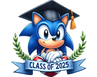 Sonic Graduation PNG Image, Clipart Images, Graduation Cartoon Artwork,PNG Cute Hedgehog Images,Class of 2025, Graduation 2025 Character Png