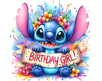 Stitch, Conjunto de imágenes de alta calidad listas para imprimir, Descarga instantánea, Formato PNG, PNG de cumpleaños, Paquete PNG, Decoración para fiestas de cumpleaños, PNG de moda