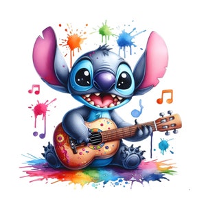 Muzikale steekplons en aquarel digitaal ontwerp png-bestand voor sublimatie - hoge resolutie - onmiddellijke digitale png-download, t-shirtontwerpen