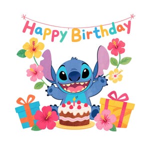 Stitch Birthday Png,Set of high quality images ready to print,Instant download,Png format, Birthday Png,png Bundle, Trending Png