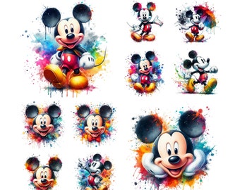 10 PNG Mickey Mouse Splash conception fichier PNG pour sublimation, haute résolution, téléchargement numérique instantané PNG, conception de Tshirt, Mickey Png