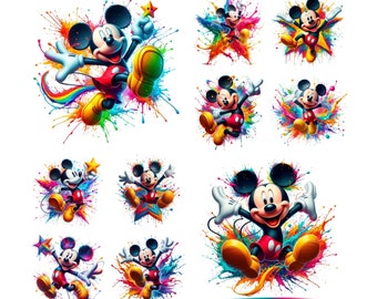 10 PNG Mickey Mouse Splash Digital design PNG file for sublimation,High Resolution,Instant Digital PNG Download,Tshirt design, Clipart files