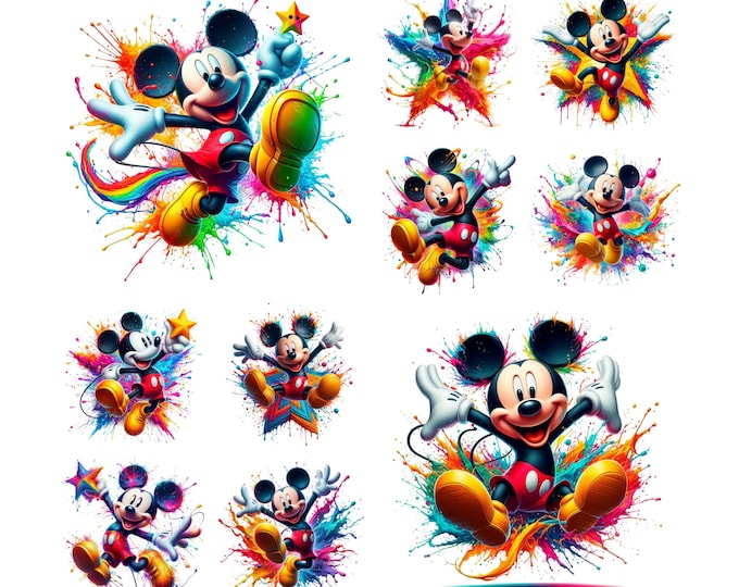Splashed Mouse 10 PNG Minnie Mouse Splash and Watercolor Digital Design PNG File for ...