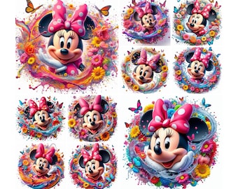 10 PNG Minnie Mouse Splash Digital design PNG file for sublimation,High Resolution,Instant Digital PNG Download,Tshirt design, Clipart files
