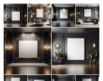 50 Dark Theme WallArt Frame Mockup Bundle, Wall Mockup Frame, Boho Art Print Mockup, Poster Mockup, Boho Mock up, Interior Mockups, NEW