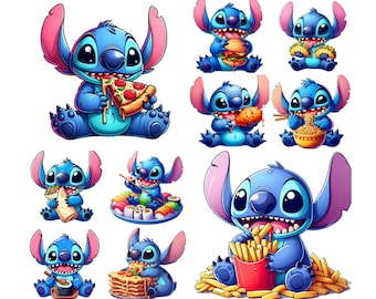 10 PNG Stitch Images ready to print, Digital design PNG file for sublimation, High Resolution, Instant Digital Png Download, Kids party png