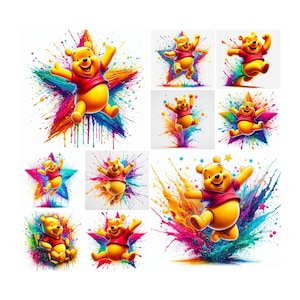 10 PNG Honey Bear Watercolor Digital design PNG file for sublimation - High Resolution -Instant Digital PNG Download, Tshirt design,stickers