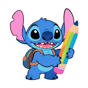 Stitch back to school PNG, clipart Stitch PNG, Stitch PNG transparent, Cute Stitch back to school Clipart Good quality, instant download
