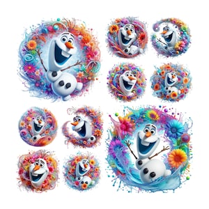 10 PNG Olaf Frozen Splash and Watercolor Digital design PNG file for sublimation,High Resolution,Instant Digital PNG Bundle, Olaf tshirt
