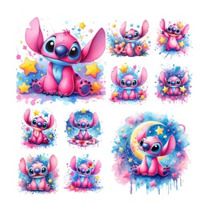 10 PNG Pink Stitch Splash and Watercolor Digital design PNG file for sublimation,High Resolution,Instant Digital PNG Download,NurseryArt Png