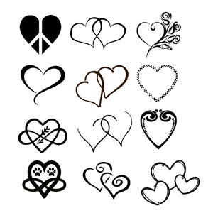 12 Heart Bundle Cut File, Heart Cut Files,Digital Download,Heart clip art Png,Valentines Day png,Thanks Giving Png, Instant Digital Download