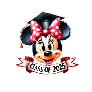 Minnie Mouse 2025 Graduation PNG, Graduation Clipart images, Class of 2025, Character cartoon graduation png digital download Clipart Images