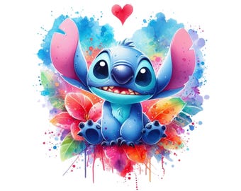 PNG Stitch Splash and Watercolor Digital design PNG file for sublimation - High Resolution -Instant Digital PNG Download,Tshirt designs,vday