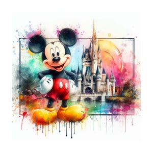 Mickey Mouse Png Splash Design digitale file PNG per sublimazione, alta risoluzione, download PNG digitale istantaneo, design per magliette, Png, Clipart