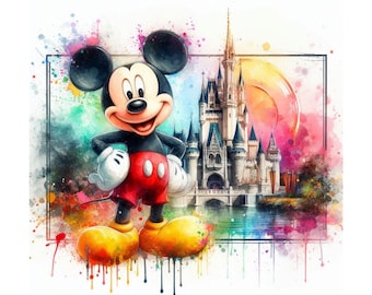 Mickey Mouse Png Splash Digital design PNG file for sublimation,High Resolution,Instant Digital PNG Download,Tshirt designs, Png, Clipart