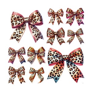 10 Kokette Schleife PNG, Leopardenmuster Schleife PNG, Gepard Schleife, Girly Mädchen Schleife Ästhetik, Trendige Kokette, Girlie, Weiche Mädchenbänder, TShirt Png