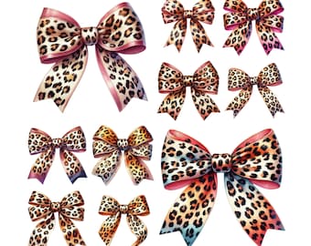 10 Coquette Bow PNG, Leopard Print Bow PNG, Cheetah Bow, Girly Girl Bow Aesthetic, Trendy Coquette, Girlie, Soft Girl Ribbons, TShirt Png