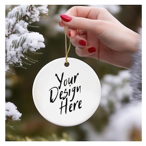 Christmas Mockup Blank White Round Ceramic Christmas Ornament Mockup Bundle Tree Ornament Mockup Christmas Mock ups Bundle, Xmas Mockup Png