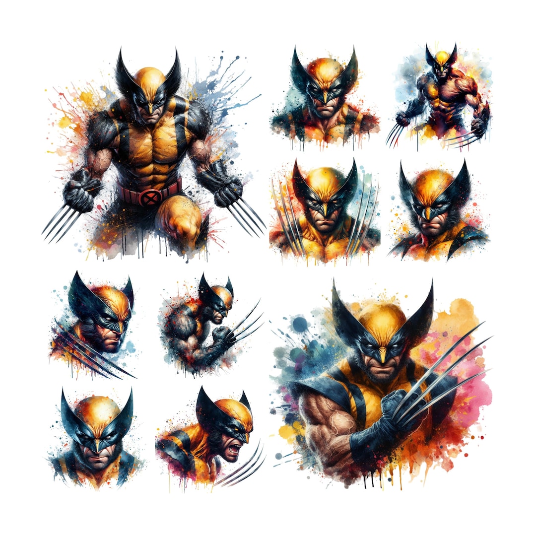 10 PNG Wolverine Watercolor Digital Design PNG File for Sublimation ...