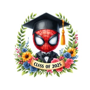 Spiderman Graduation PNG Image, Clipart Images, Graduation Cartoon Artwork,PNG Cute Images,Class of 2025, Graduation 2025 Character Png
