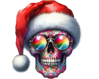 Christmas Vibes Human Skull Png Sublimation Design, Christmas Skull Png, Merry Christmas Png, Skull Png, Happy New Year Png,Digital Download