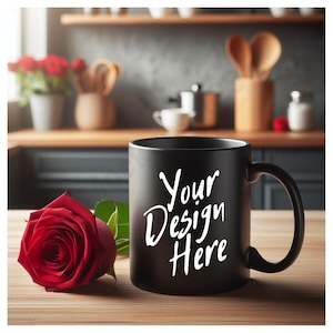 Schwarzer Becher Mockup, 11 oz. Keramiktasse Mockup, Modelltasse Mockup, schwarze Kaffeetasse im Foto, Digital JPEG IMAGE, Printful Mug Mockup