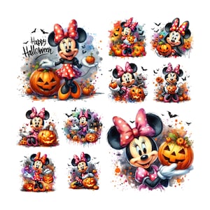 10 PNG Minnie Mouse Splash Halloween Digital design PNG file for sublimation,High Resolution,Instant Digital PNG Download,Tshirt design,